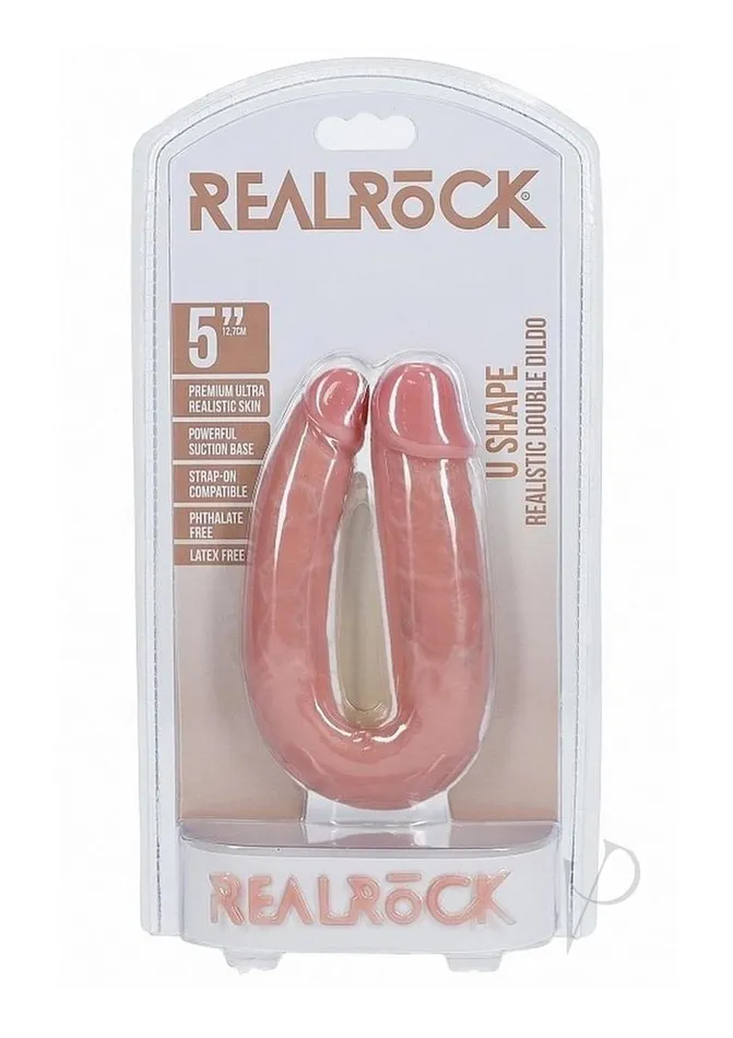 RealRock Ultra Realistic Skin U Shaped Dual Penetration 5in Vanilla Real Rock Female Sex Toys RealRock Ultra Realistic Skin U Shaped Dual Penetration 5in Vanilla Real Rock Female Sex Toys