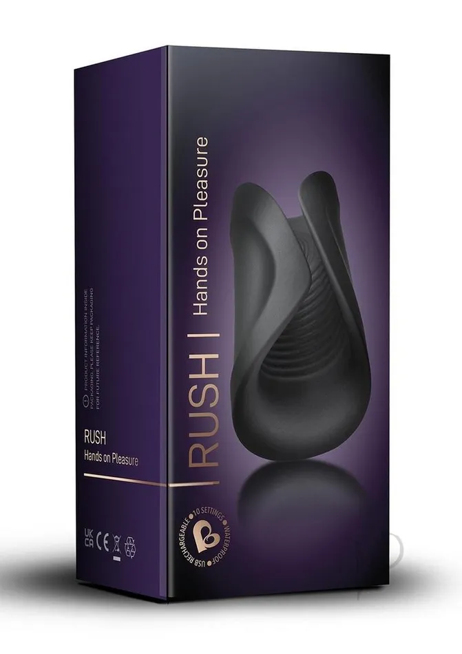 Rocks Off Male Sex Toys Rush Silicone Vibrating Textured Masturbator Black