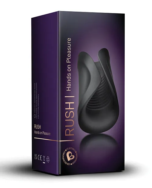 Rocks Off Male Sex Toys Rush Silicone Vibrating Textured Masturbator Black
