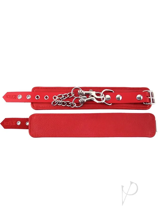 Rouge Plain Leather Adjustable Wrist Cuffs Red Rouge Restraints