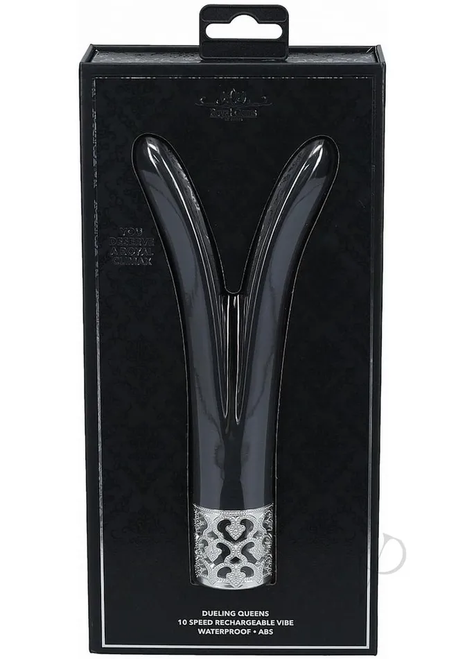 Royal Gems Dueling Queens Rechargeable Silicone Vibrator Black Royal Gems Female Sex Toys Royal Gems Dueling Queens Rechargeable Silicone Vibrator Black Royal Gems Female Sex Toys