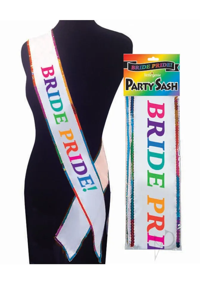 Sashes And Wearables Anal Bride Pride Party Sash WhiteRainbow