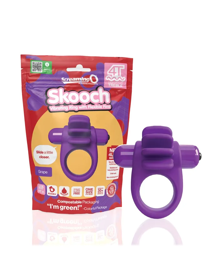 Screaming O Couples 4T Skooch Vibrating Cock Ring with Clitoral Stimulator Grape