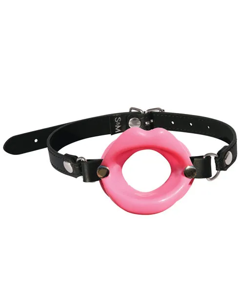 Sex and Mischief Silicone Lips Open Mouth Gag Pink Sex And Mischief Vibrators