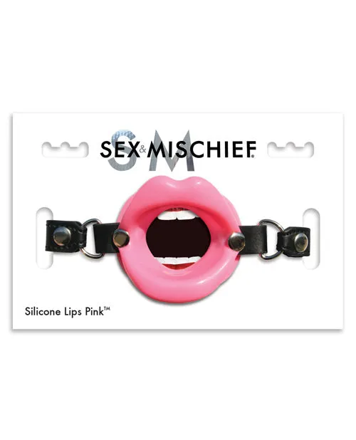 Sex and Mischief Silicone Lips Open Mouth Gag Pink Sex And Mischief Vibrators