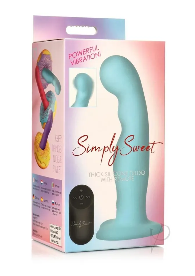Simply Sweet Female Sex Toys Simply Sweet 21X Vibrating Thick Rechargeable Silicone Dildo with Remote Control Teal Simply Sweet Female Sex Toys Simply Sweet 21X Vibrating Thick Rechargeable Silicone Dildo with Remote Control Teal