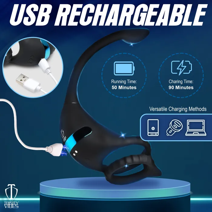 Vibrating Silicone Cock Ring and Anal Stimulator Thunderplugs Male Sex Toys