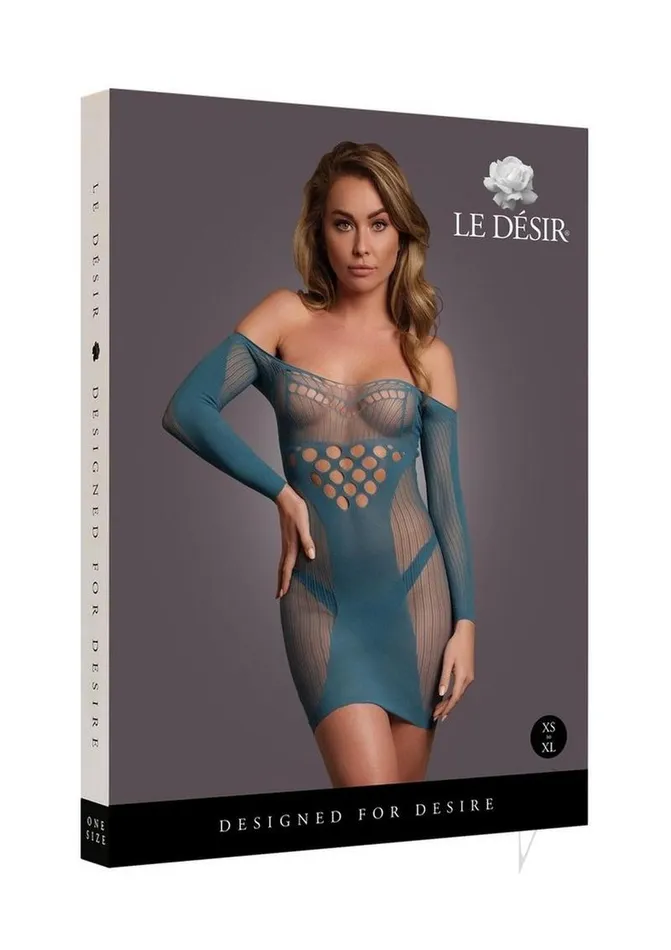 Vibrators Le Desir Le Desir Long Sleeved Net Mini Dress OS Blue