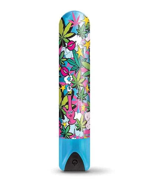 Vibrators Prints Charming Buzzed 35 Rechargeable Bullet Stoner Chick Blue