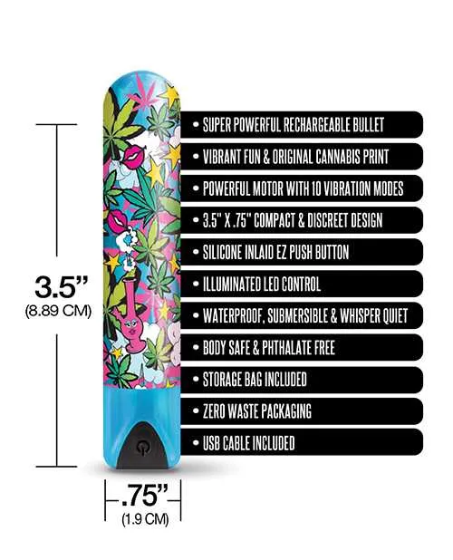 Vibrators Prints Charming Buzzed 35 Rechargeable Bullet Stoner Chick Blue Vibrators Prints Charming Buzzed 35 Rechargeable Bullet Stoner Chick Blue