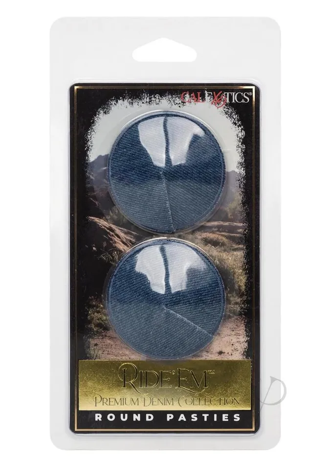 Vibrators Ride Em Ride em Premium Denim Collection Round Pasties Blue