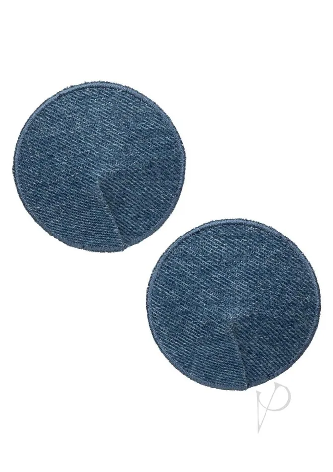 Vibrators Ride Em Ride em Premium Denim Collection Round Pasties Blue