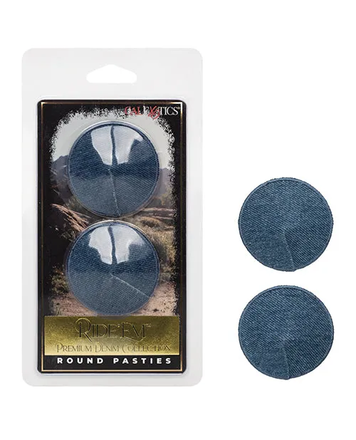 Vibrators Ride Em Ride em Premium Denim Collection Round Pasties Blue