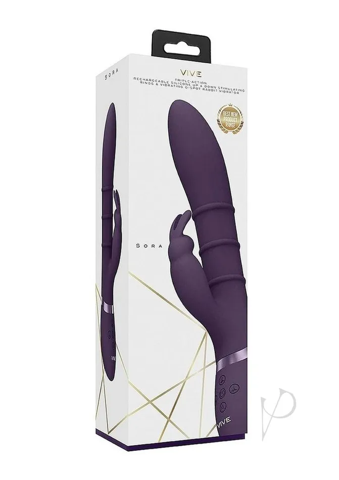 Vive By Shots Vibrators Vive SORA Rechargeable Silicone Triple Motor Up and Down Vibrating Triple Ring Rabbit Purple Vive By Shots Vibrators Vive SORA Rechargeable Silicone Triple Motor Up and Down Vibrating Triple Ring Rabbit Purple
