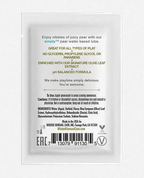Wicked Sensual Care Lubricants Wicked Sensual Care Simply Water Based Lubricant 1 oz Pear Wicked Sensual Care Lubricants Wicked Sensual Care Simply Water Based Lubricant 1 oz Pear