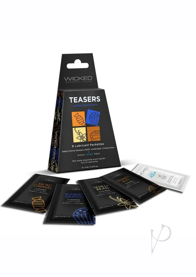 Wicked Sensual Care Sexual Health Wellbeing Wicked Teasers Coffee House Water Based Lubricant Packettes 8 pack Assorted Flavors Wicked Sensual Care Sexual Health Wellbeing Wicked Teasers Coffee House Water Based Lubricant Packettes 8 pack Assorted Flavors
