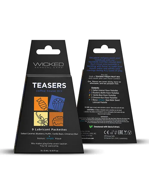 Wicked Sensual Care Sexual Health Wellbeing Wicked Teasers Coffee House Water Based Lubricant Packettes 8 pack Assorted Flavors