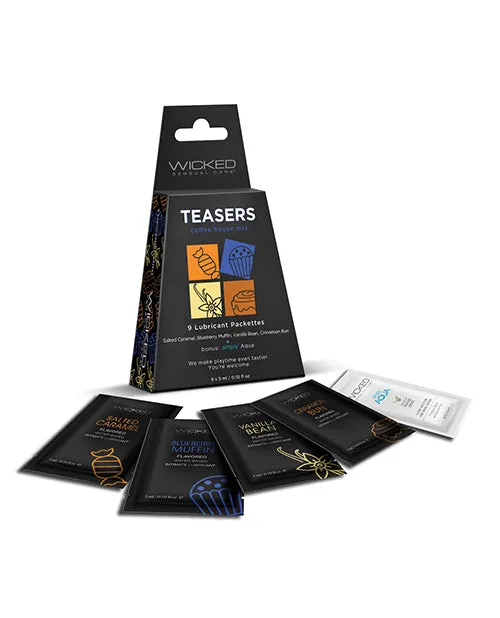 Wicked Sensual Care Sexual Health Wellbeing Wicked Teasers Coffee House Water Based Lubricant Packettes 8 pack Assorted Flavors