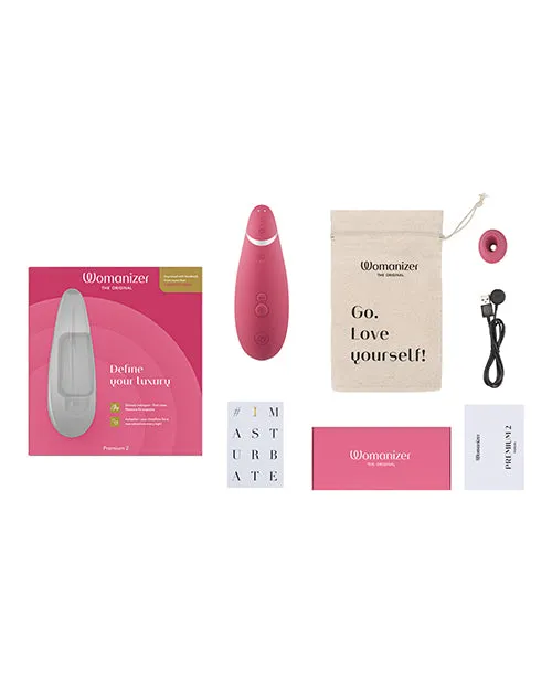 Womanizer Female Sex Toys Womanizer Premium 2 Rechargeable Silicone Clitoral Stimulator Raspberry