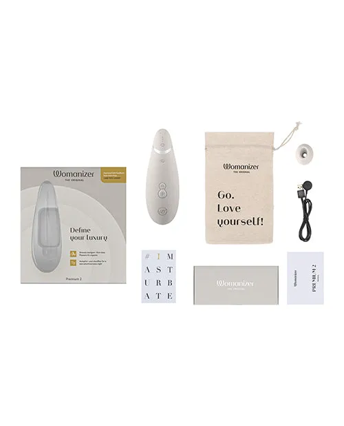 Womanizer Womanizer Premium 2 Rechargeable Silicone Clitoral Stimulator Gray Female Sex Toys