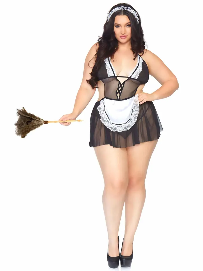 Anal 3 Pc Fantasy French Maid 1x2x Blackwhite Leg Avenue