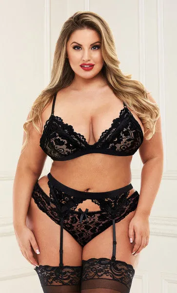 Anal Baci Lace Garter Set 3175 Black Queen