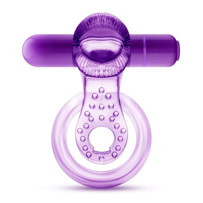 Blush Couples Play With Me Lick It Vibrating Double Strap Cockring Purple