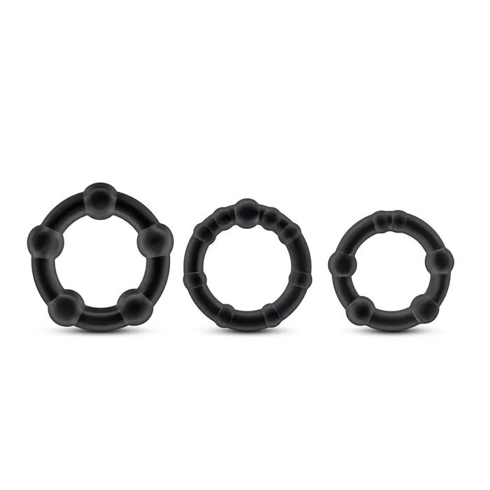 Blush Novelties Anal Stay Hard Beaded Cock Rings 3 Pack Black