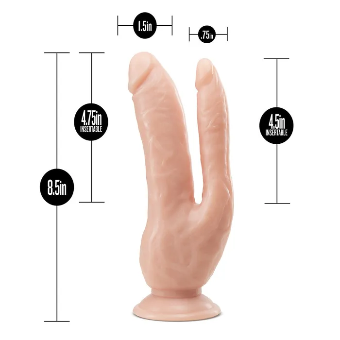 Blush Novelties Female Sex Toys Dr Skin Dual 8 Inch Dual Penetrating Dildo With Suction Cup