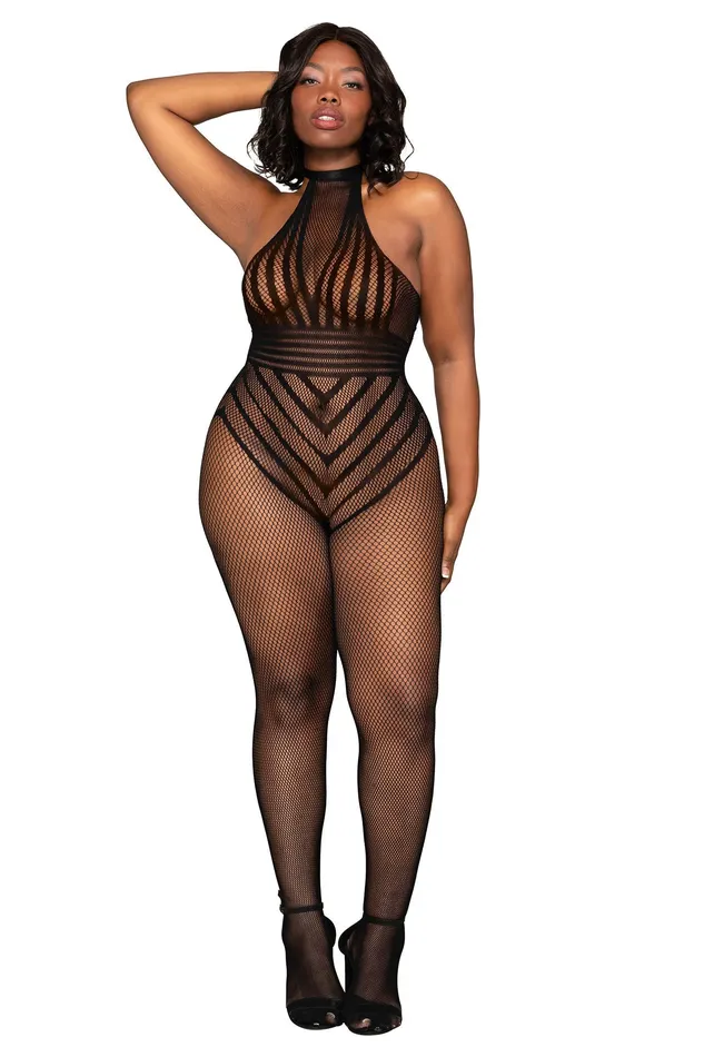 Bodystockings Playsuits Dreamgirl Bodystocking Queen Size Black