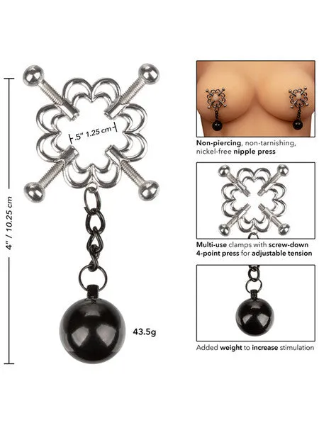CalExotics Female Sex Toys Nipple Grips 4Point Weighted Nipple Press