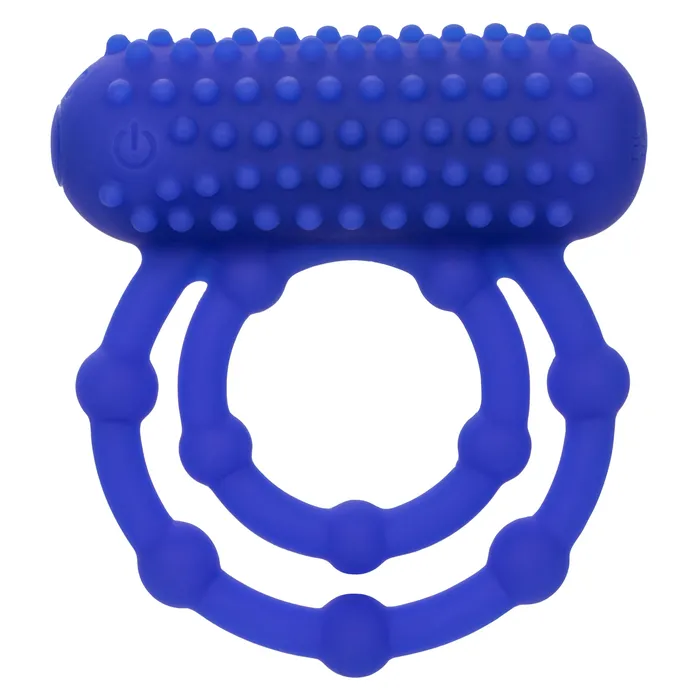 CalExotics Male Sex Toys Silicone Rechargeable 10 Bead Maximus Ring Blue