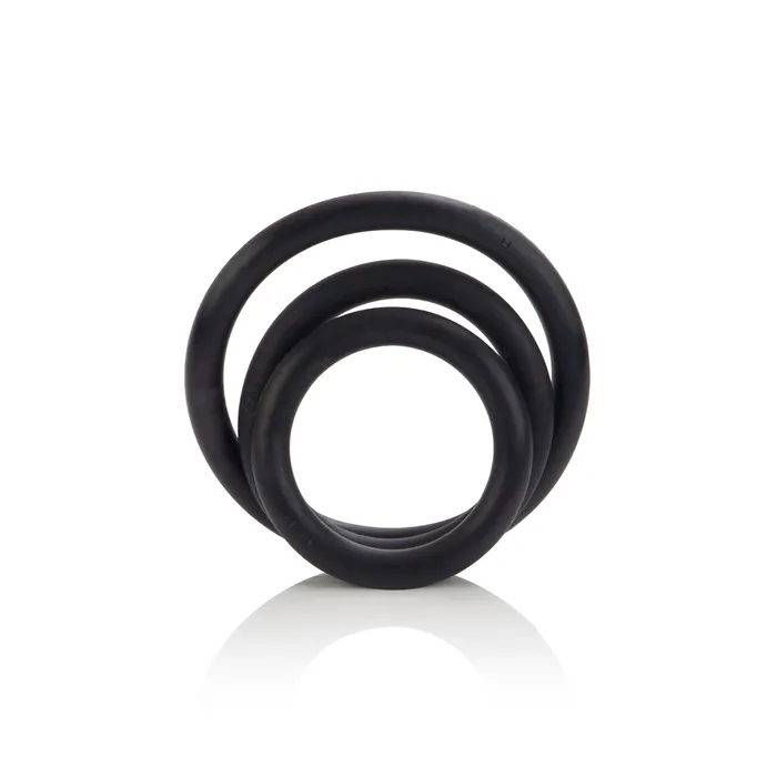 Couples Rubber Ring 3 Piece Set Black CalExotics