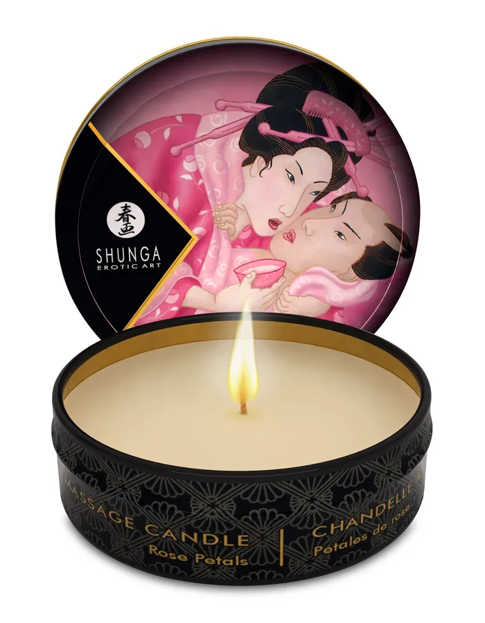 Couples Shunga Mini Massage Candle Aphrodisia Roses Petals 1 Fl Oz