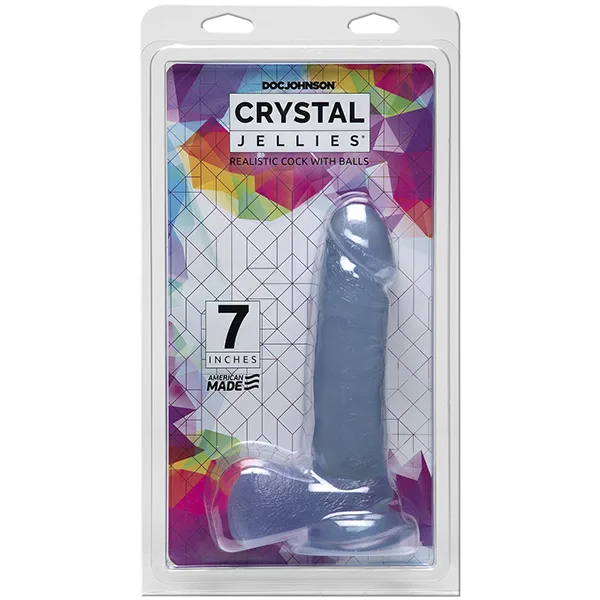 Dildos Doc Johnson Crystal Jellies 7 Inch Realistic Cock with Balls Clear
