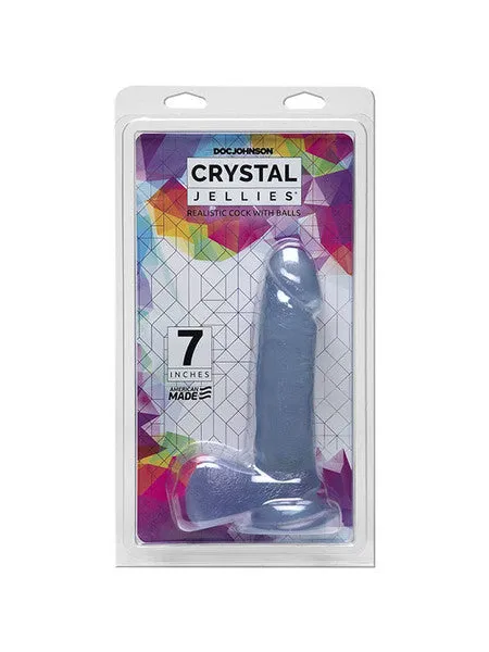 Dildos Doc Johnson Crystal Jellies 7 Inch Realistic Cock with Balls Clear