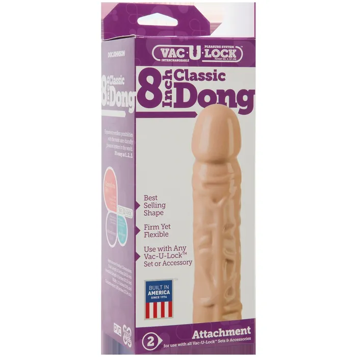 Dildos Doc Johnson VacULock 8 Inch Classic Dong White