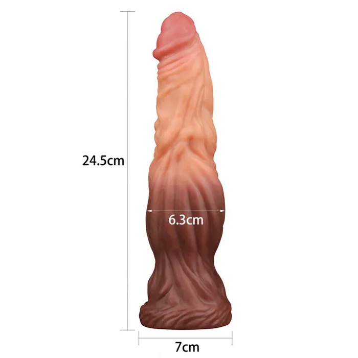 Dildos Lovetoy Lovetoy 95 Inch Dual Layered Silicone Cock Flesh Brown