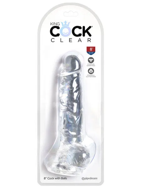 Dildos Pipedream Products King Cock Clear 8 in Cock with Balls