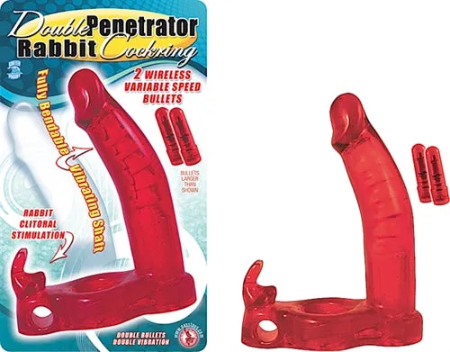 Double Penetrator Rabbit Cock Ring Red Nasstoys Couples