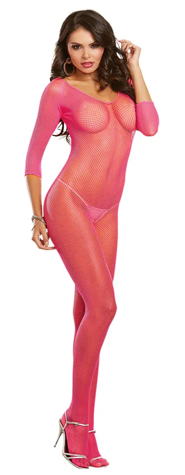 Dreamgirl Bodystockings Playsuits Bodystocking One Size Neon Pink