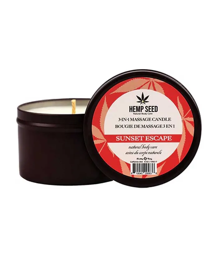 Earthly Body Hemp Seed 3in1 Massage Candle Sunset Escape 6 Oz Couples