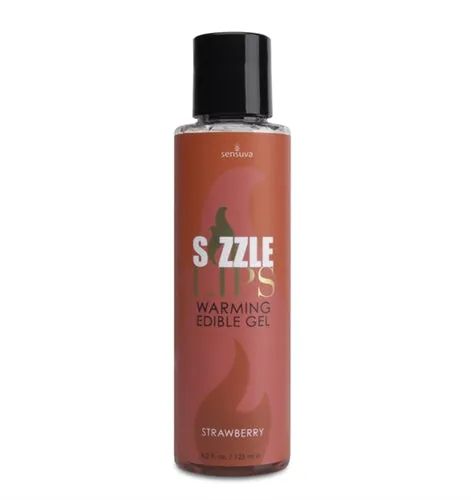 Enhancers Sizzle Lips Warming Edible Gel Strawberry 42 Oz Sensuva