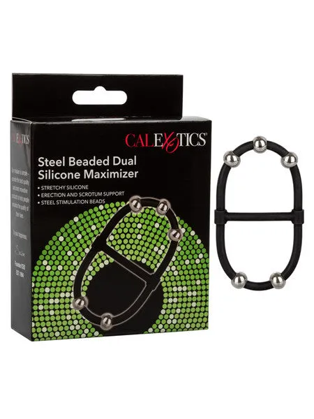 Female Sex Toys CalExotics Steel Beaded Dual Silicone Maximizer