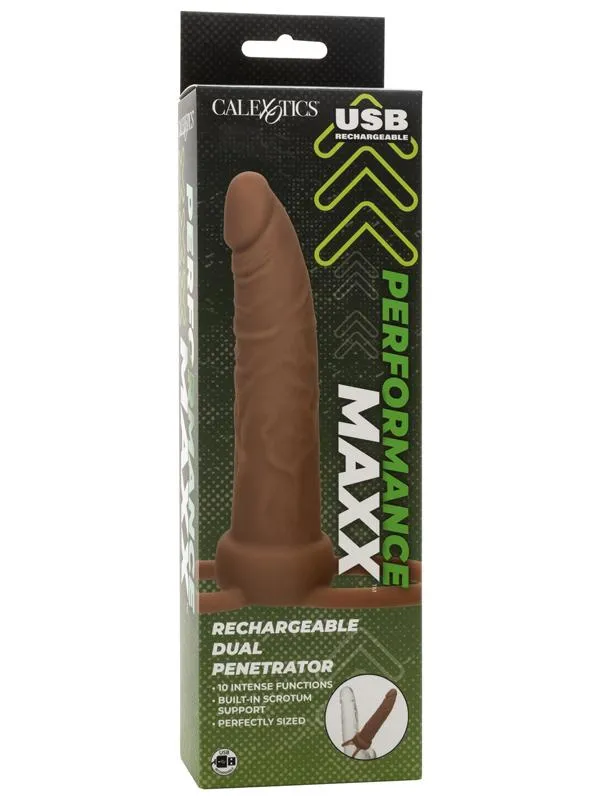 Female Sex Toys Performance Maxx Rechargeable Dual Penetrator Brown CalExotics Female Sex Toys Performance Maxx Rechargeable Dual Penetrator Brown CalExotics