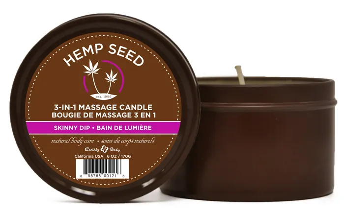 Hemp Seed 3in1 Massage Candle Skinny Dip 6 Oz Earthly Body Couples