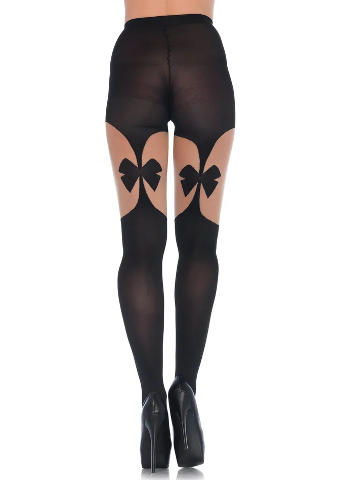 Illusion Bow Garterbelt Tights One Size Leg Avenue Teddies And Bodies