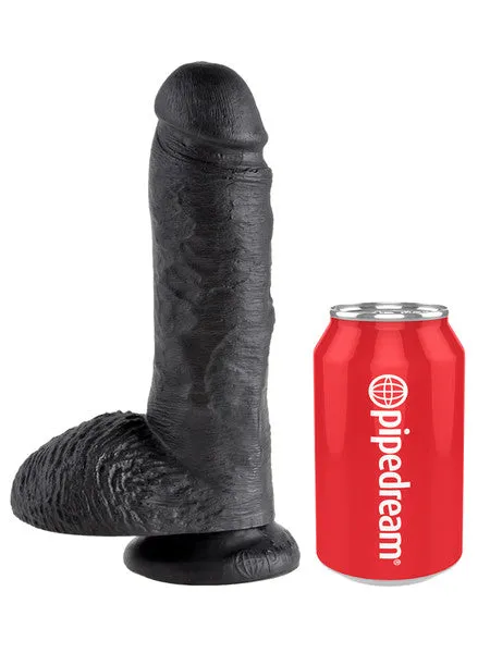 King Cock 8 in Cock With Balls Black Pipedream Products Dildos