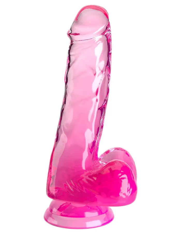 King Cock Clear 6 Inch With Balls Pink Pipedream Dildos