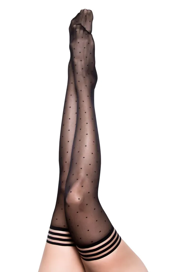 Kixies Anal Ally Polka Dot Thigh High Size a Black